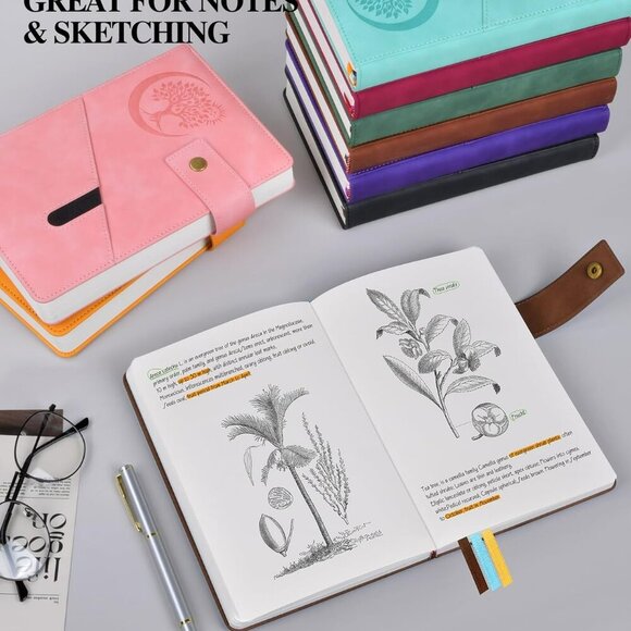 A5 Leather Sketchbook Blank Journal Unlined Notebook 200 Pages Dark Brown - Picture 2 of 3